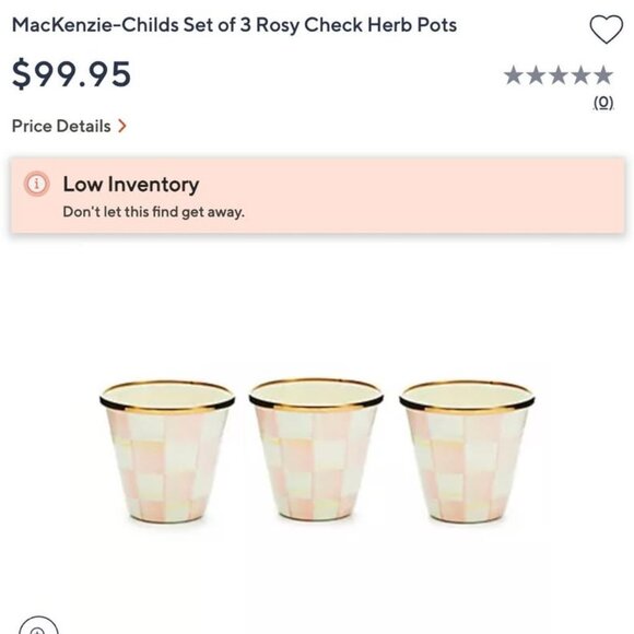 NEW MacKenzie-Childs Rosy Check Herb Pots (Set of 3) + 20 ct Rosy napkins - Picture 1 of 5